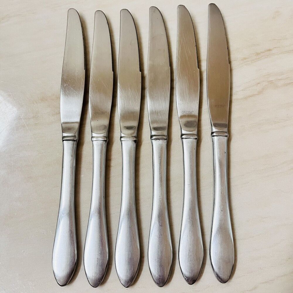 6pc ONEIDA Jackson Dinner Knife Stainless Plain Satin Frost Flatware Replacement